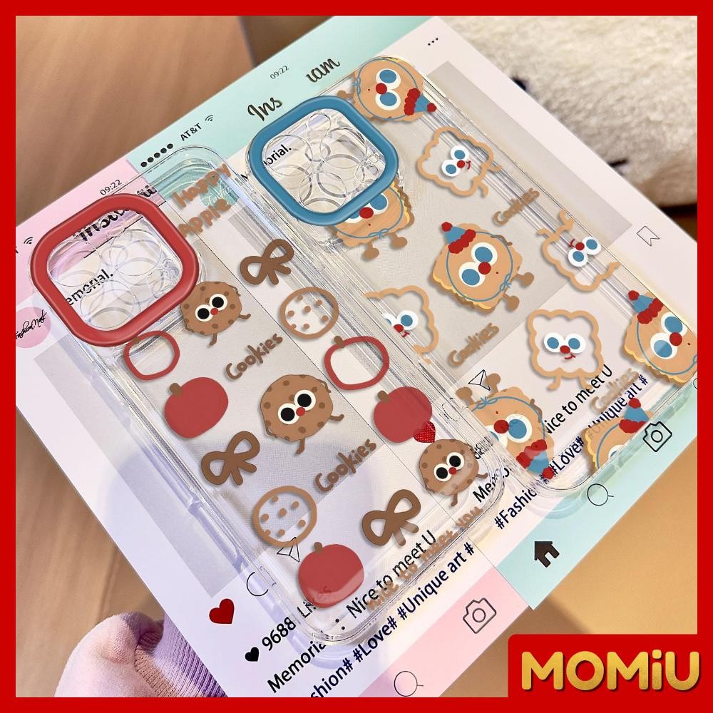 MOMiU – เข้ากันได้สำหรับ เคสไอโฟน11 เคส iphone 16 Pro Max 7Plus XR 12 13 14 15 เคสใส คุกกี้ขนมปังการ์ตูน