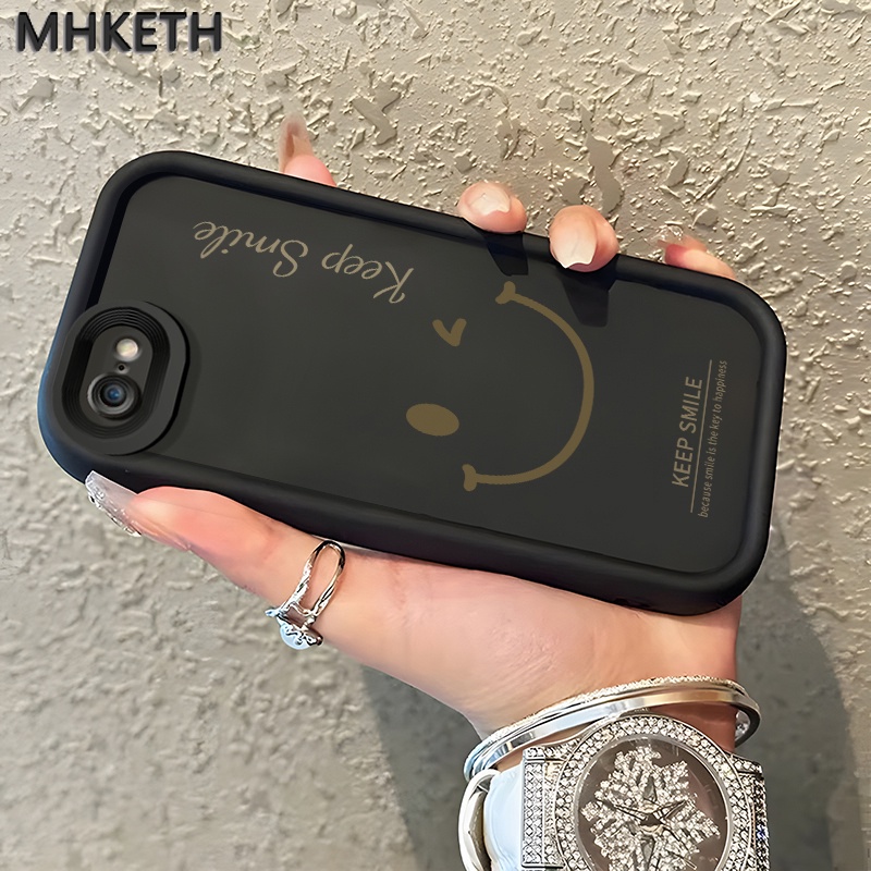 เคสสำหรับ iPhone 6 Plus 6s Plus 7 Plus 8 Plus SE 2020 X Xr Xs Max เคสโทรศัพท์กันกระแทกซิลิโคนรูปหน้ายิ้มแบบเรียบง่าย
