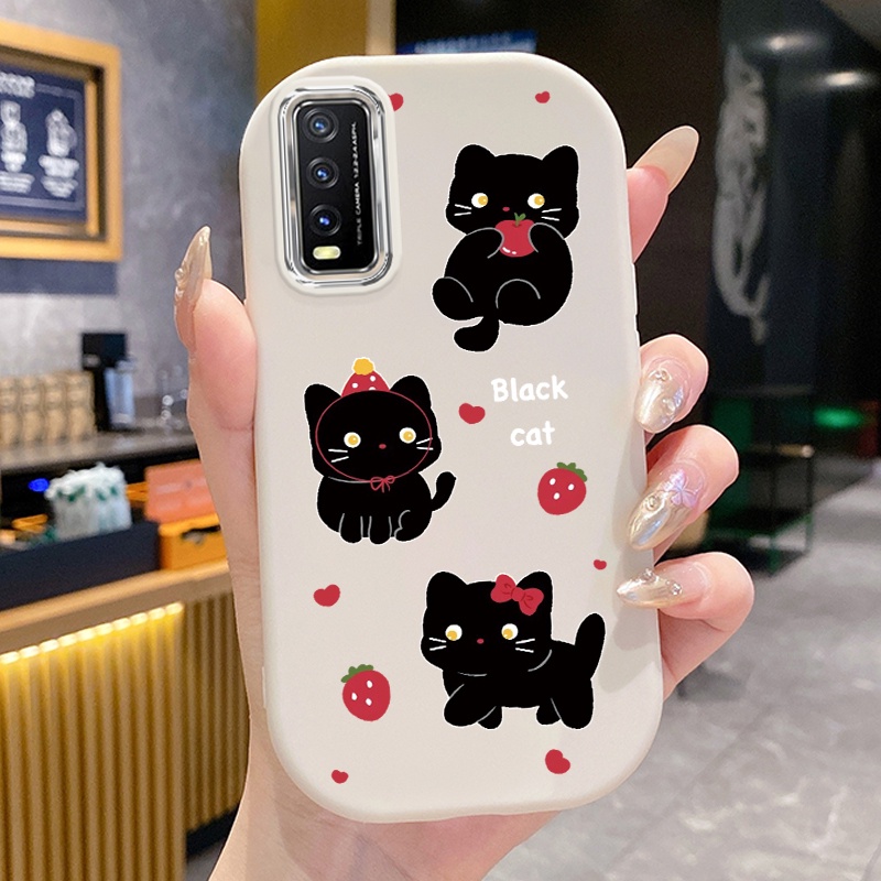 เคสสำหรับ VIVO Y20 Y20i Y20s Y20S G Y20S D Y20S M Y12A Y11s Y30G เคสโทรศัพท์แมวดำกันกระแทก