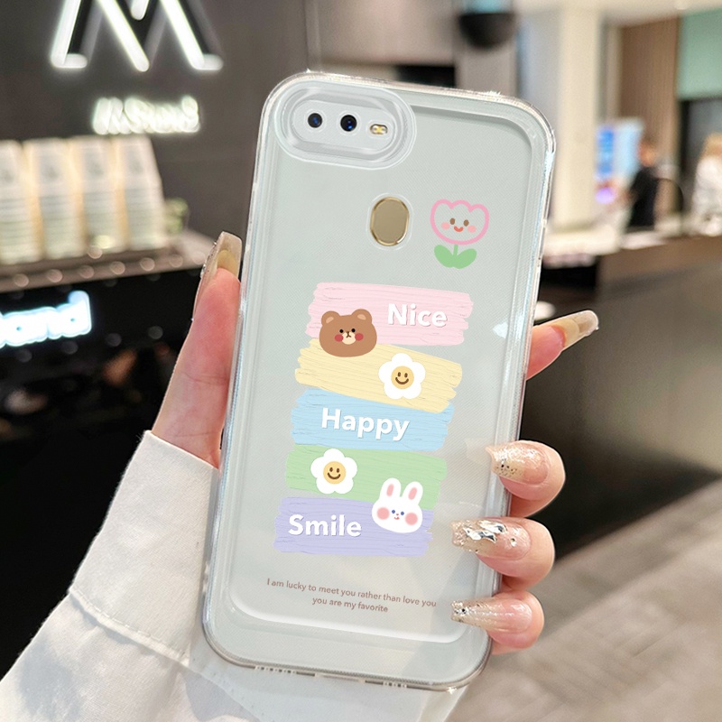 เคสสำหรับ OPPO A7 A5s A12 A12s A11K A5 A3s A12E Realme C1 เคสโทรศัพท์ดอกไม้หมีกระต่าย