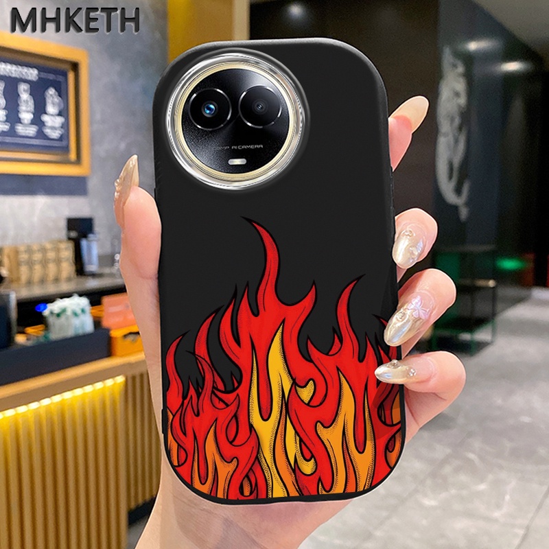 MHKETH เคสสำหรับ Realme 11 5G 11X 5G C67 5G Narzo 60X 5G เคสป้องกันการกระแทกเคสซิลิโคนซิลิโคนโทรศัพท์เปลวไฟที่ทันสมัย