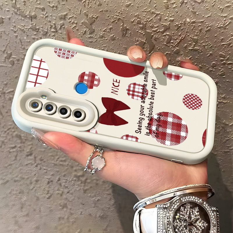 เคสสำหรับ Realme 5 5i 5s 6i 7i 8i C17 C3 C3i Narzo 50 10 Narzo 10A Narzo 20A เคสลายสก็อตแดงและโบว์