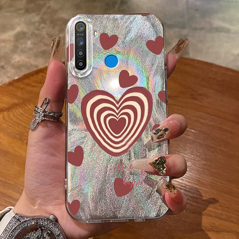 เคสสำหรับ Realme 5 5i 5s 6i C3 C3i Narzo 10 10A 20A เคสโทรศัพท์ดอกไม้สีแดงและความรัก