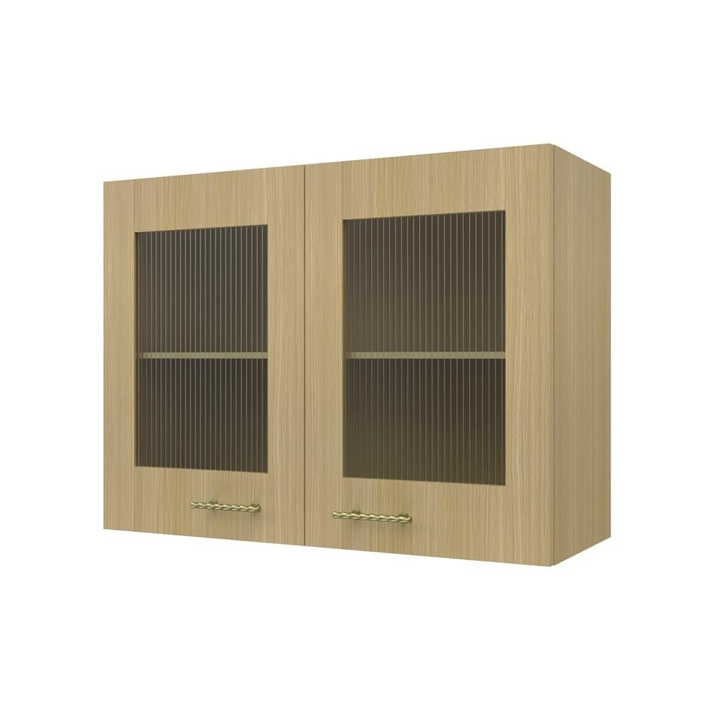 HomePro ตู้แขวนคู่บานกระจก  MINERVA 80x60 ซม. สีน้ำตาล แบรนด์ JUPITER