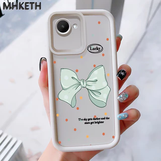 MHKEID เคสสำหรับ Realme C30 C30s Narzo 50i Prime เคสป้องกันโทรศัพท์ตกลายโบว์สีชมพู