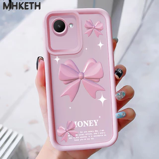 MHKEID เคสสำหรับ Realme C30 C30s Narzo 50i Prime เคสป้องกันโทรศัพท์ตกลายโบว์สีชมพู