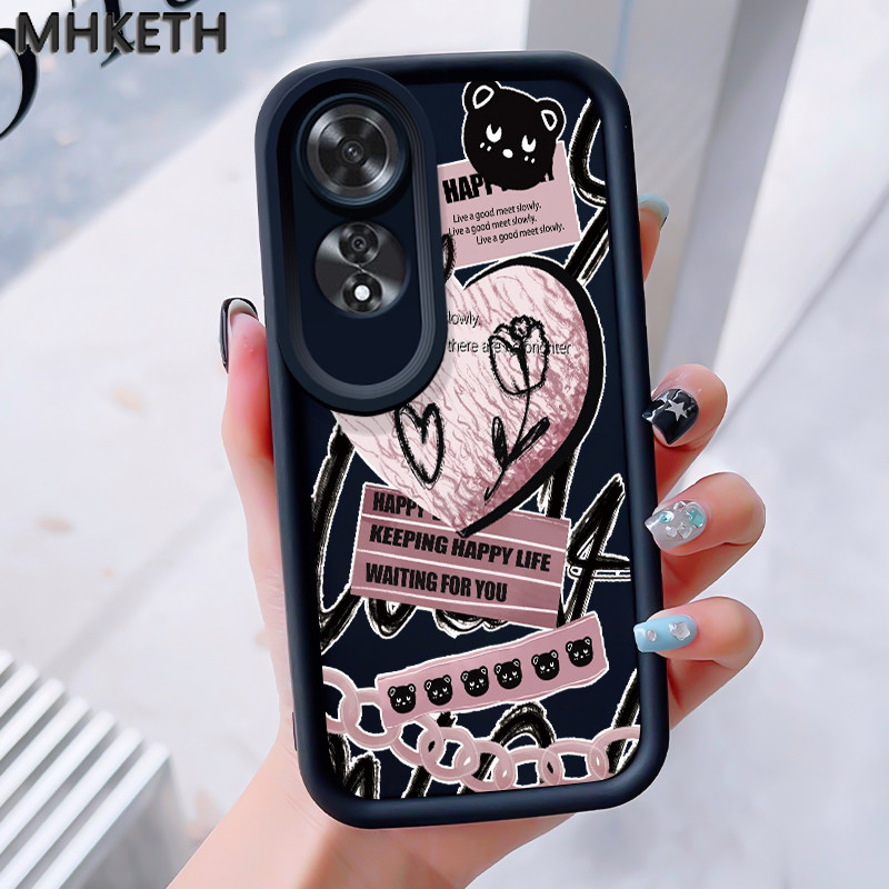 MHKEID เคสสำหรับ OPPO A60 4G เคสป้องกันซิลิโคนโทรศัพท์มือถือคนดังอินเทอร์เน็ตแฟชั่น