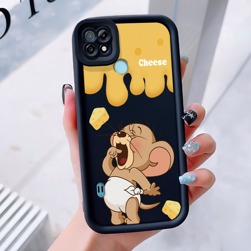 เคสสำหรับ Realme C21 เคสโทรศัพท์แมวหนูสามสีซิลิโคนกันกระแทก