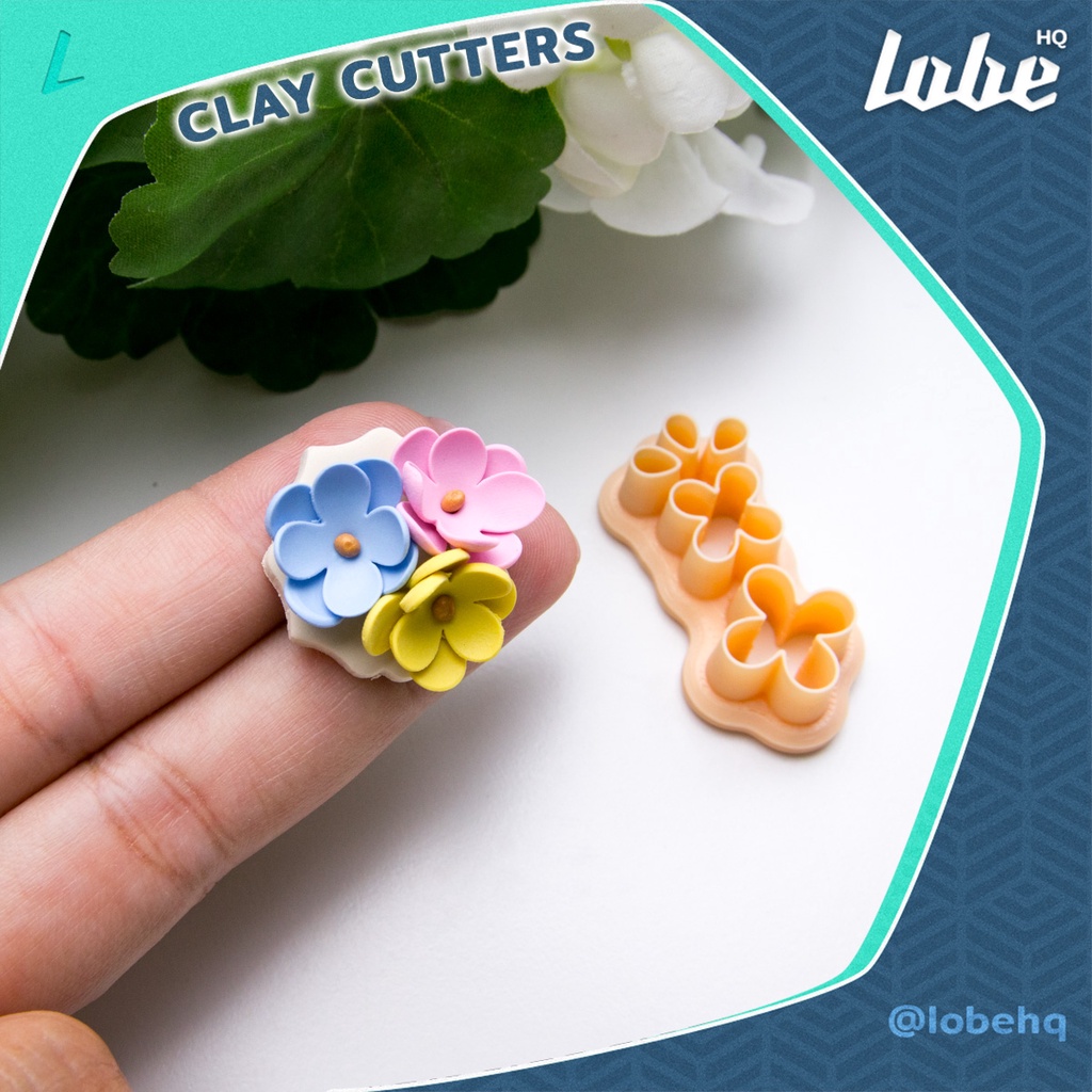 Stacked Flower 4 Petal A Clay Cutter/ แม่พิมพ์กดดินรูปทรงดอกไม้ซ้อน 4 กลีบ A