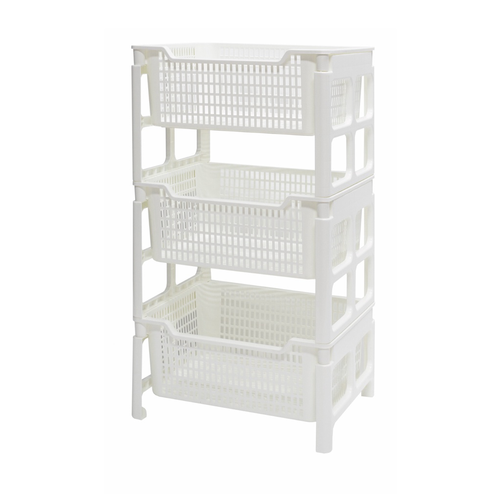 ชั้นวางของพลาสติกอเนกประสงค์ 3 ชั้น KASSA HOME รุ่น API-1030L ขนาด 51 x 41 x 90 ซม. สีขาว