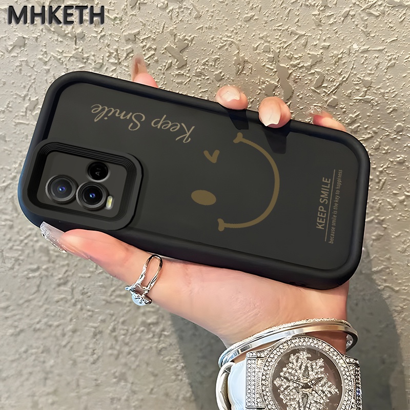 เคสสำหรับ VIVO Y21 Y21s Y21T Y21E Y21A Y21G Y22s Y22 Y33T Y33s เคสโทรศัพท์กันกระแทกซิลิโคนรูปหน้ายิ้มแบบเรียบง่าย