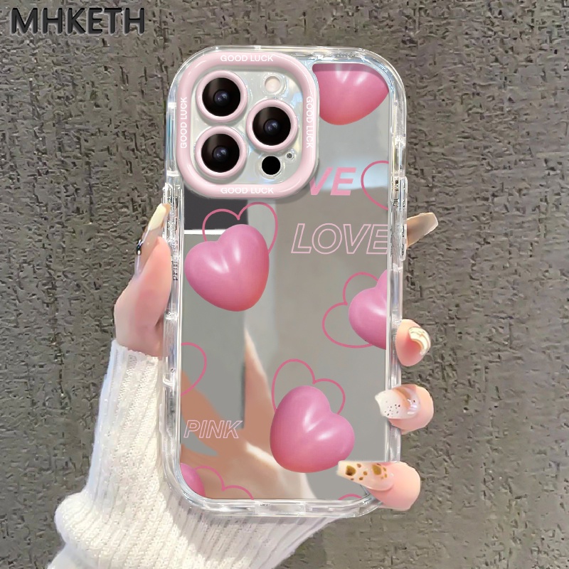 เคสสำหรับ iPhone X Xs Max Xr 7 Plus 8 Plus Se 2020 11 Pro Max เคสโทรศัพท์โปร่งใสกระจกดีไซน์รูปหัวใจแฟชั่น