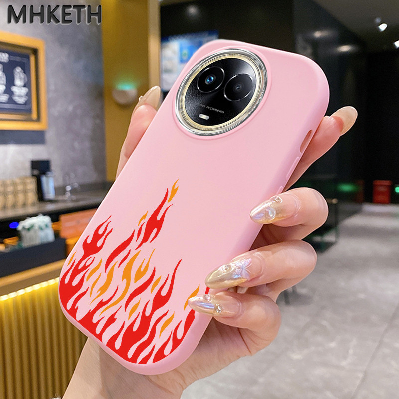 MHKETH เคสสำหรับ Realme 11 5G 11X 5G C67 5G Narzo 60X 5G เคสป้องกันโทรศัพท์มือถือลายเปลวไฟ