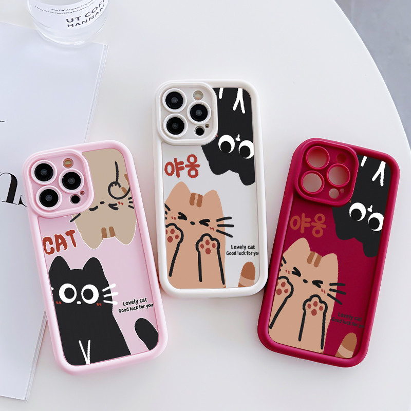 เคสสำหรับ VIVO Y03 Y03T Y18 Y18i Y18e Y18t Y18s Y28e 5G เคสโทรศัพท์แมวน่ารักสามสีซิลิโคนกันกระแทก - รูปที่ 3