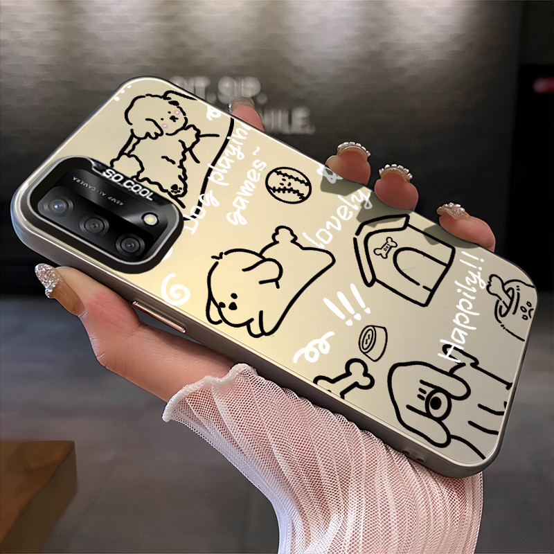 เคสสำหรับ OPPO A74 A95 F19s F19 Pro A94 Reno 5F Reno 5 lite Reno 6 Lite เคสโทรศัพท์แมวสุนัขน่ารักเปลือกแข็งกันกระแทก