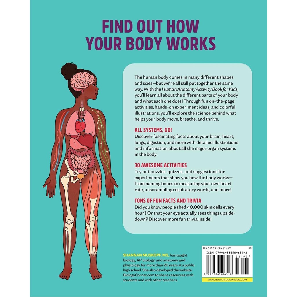 หนังสืออังกฤษใหม่ Human Anatomy Activity Book for Kids [Paperback]