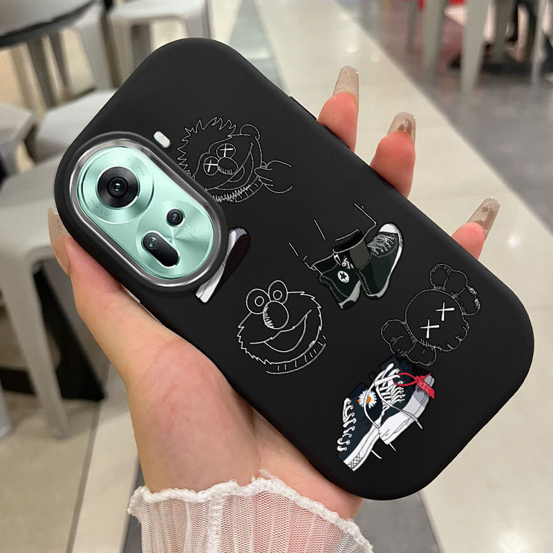 เคสสำหรับ OPPO Reno 11 5G 11 Pro 5G 11F 5G เคสโทรศัพท์แบรนด์อินเทรนด์กันกระแทกกลมและอ้วน
