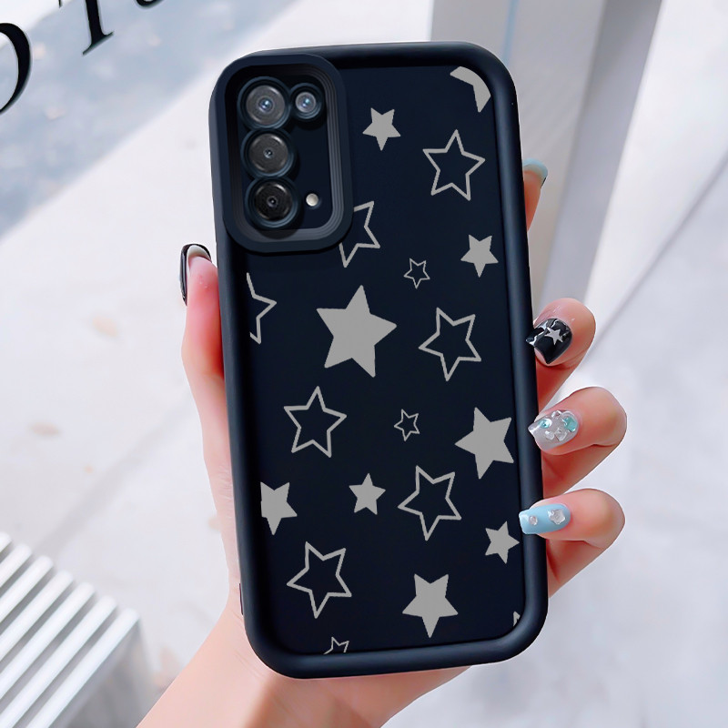 เคสสำหรับ OPPO A74 5G A54 5G เคสโทรศัพท์ดาวสามสีซิลิโคนกันกระแทก