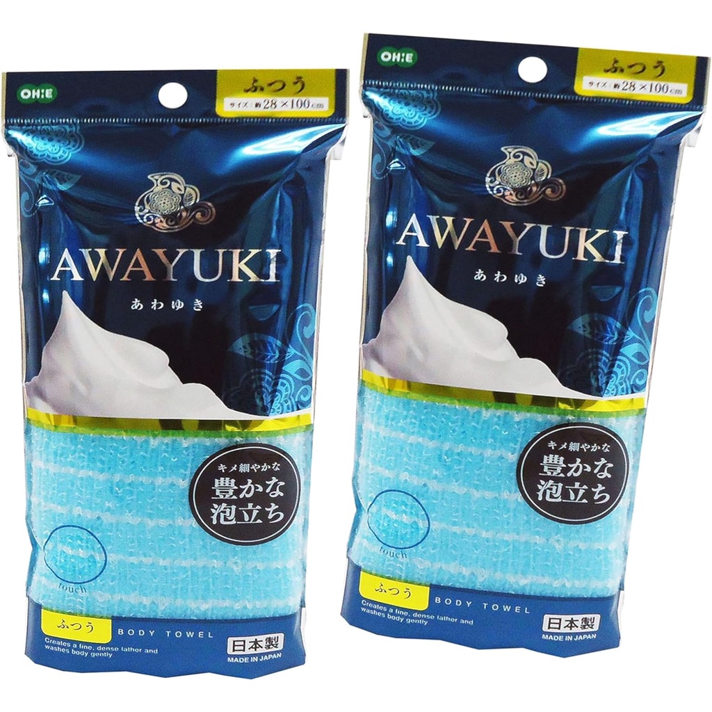 OHE Body Towel, Normal, Blue, Set of 2, Approx. Width 11.0 x Length 39.4 inches (28 x 100 cm), Abund