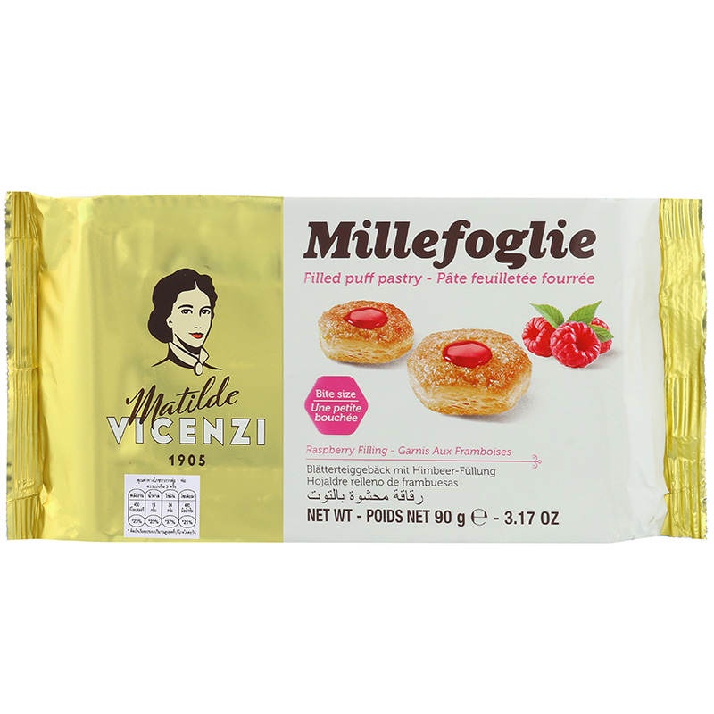 วิเชนซีฟิออเรลลินีพัฟฟ์หน้าแยมราสพ์เบอร์รี่ 90กรัม Vicenzi Fiorellini Flower with Fruit Filling Puff