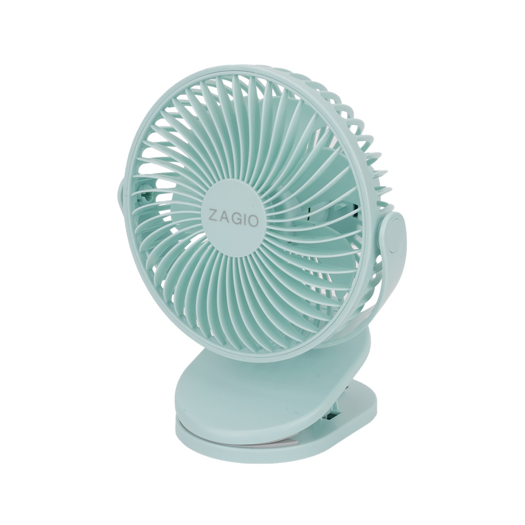 พัดลมไร้สายแบบหนีบ 5 นิ้ว ZAGIO รุ่น ZG-9158 BL สีฟ้า