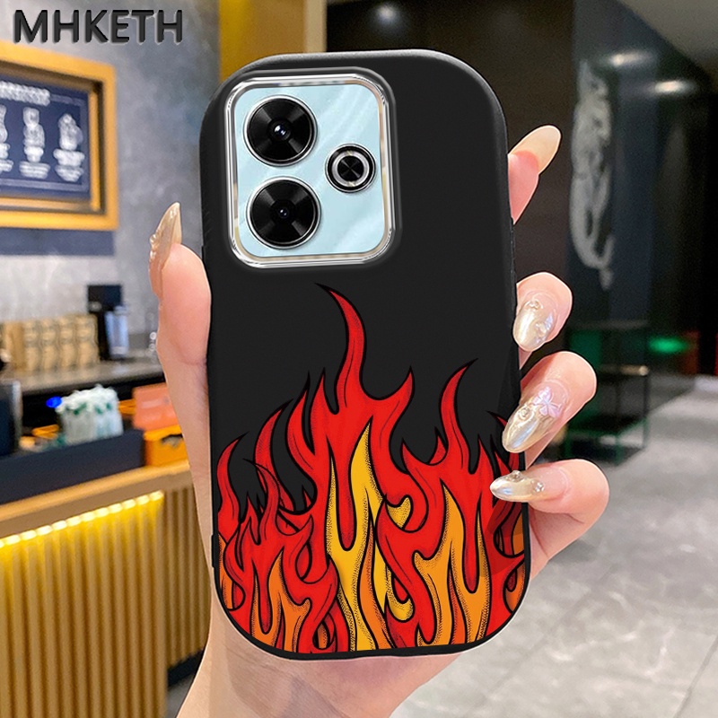 MHKETH เคสสำหรับ Xiaomi Redmi 13C 12 5G 11A POCO C65 C55 เคสป้องกันการกระแทกเคสซิลิโคนซิลิโคนโทรศัพท์เปลวไฟที่ทันสมัย