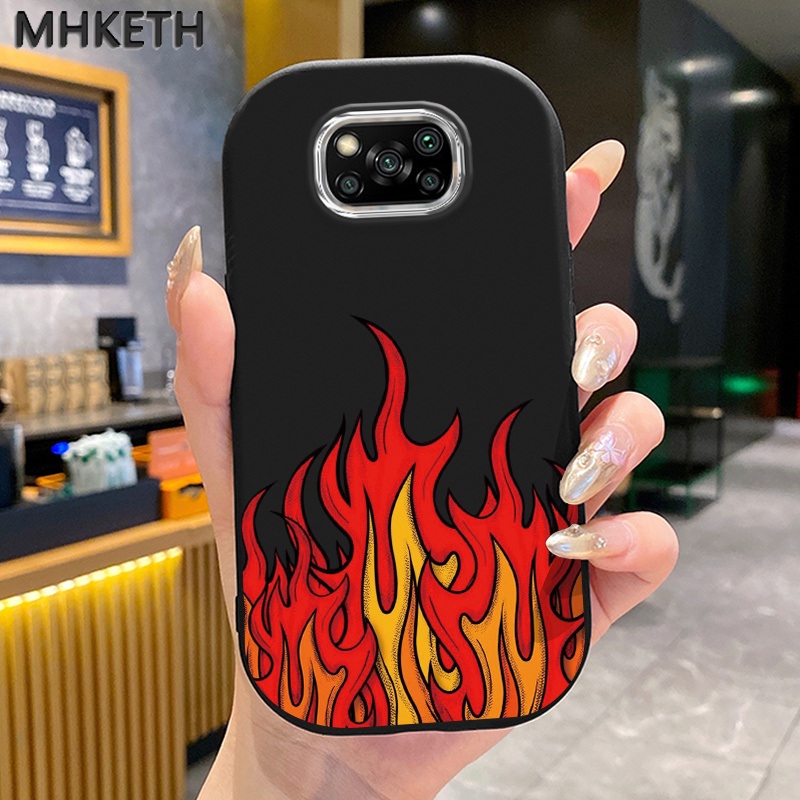 MHKETH เคสสำหรับ Xiaomi POCO X3 Pro X3 NFC F3 13T Pro เคสป้องกันการกระแทกเคสซิลิโคนซิลิโคนโทรศัพท์เปลวไฟที่ทันสมัย