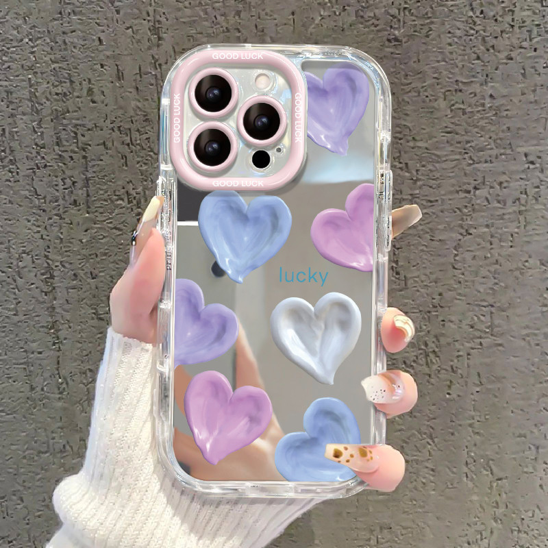 เคสสำหรับ iPhone X Xs Max Xr 7 Plus 8 Plus Se 2020 11 Pro Max เคสโทรศัพท์เม็ดสีรักหัวใจ