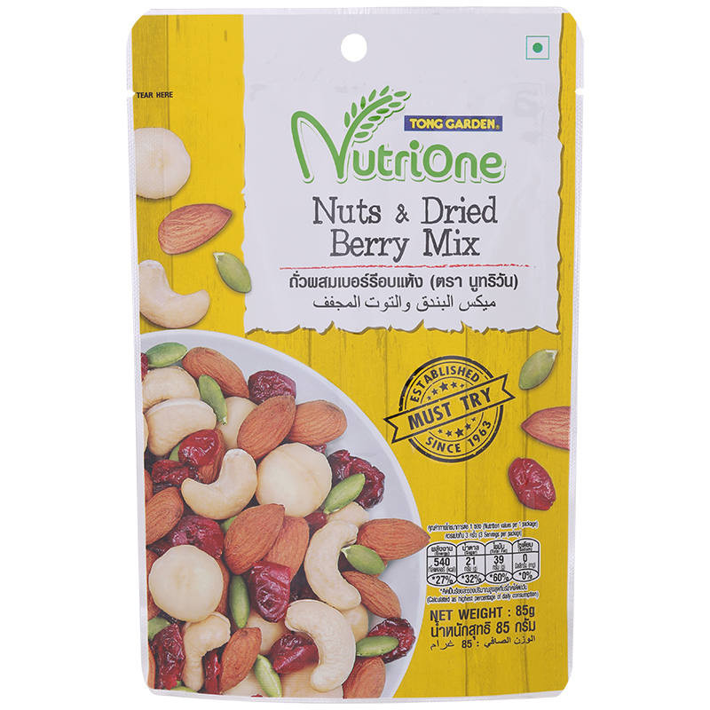 🍉 นูทริวันนัทแอนด์ดรายเบอร์รี่มิกซ์ถั่วอบผสมเบอร์รี่อบแห้ง 85กรัม 🍍 Nutrione Nuts and Dried Berry Mi