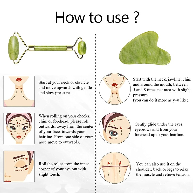 55cNb5💥ราคาถูก🤞ลูกกลิ้งหยกควอตซ์ธรรมชาติ 100% สําหรับนวดหน้า ยกกระชับใบหน้า กระชับสัดส่วน คอ ร่างกาย