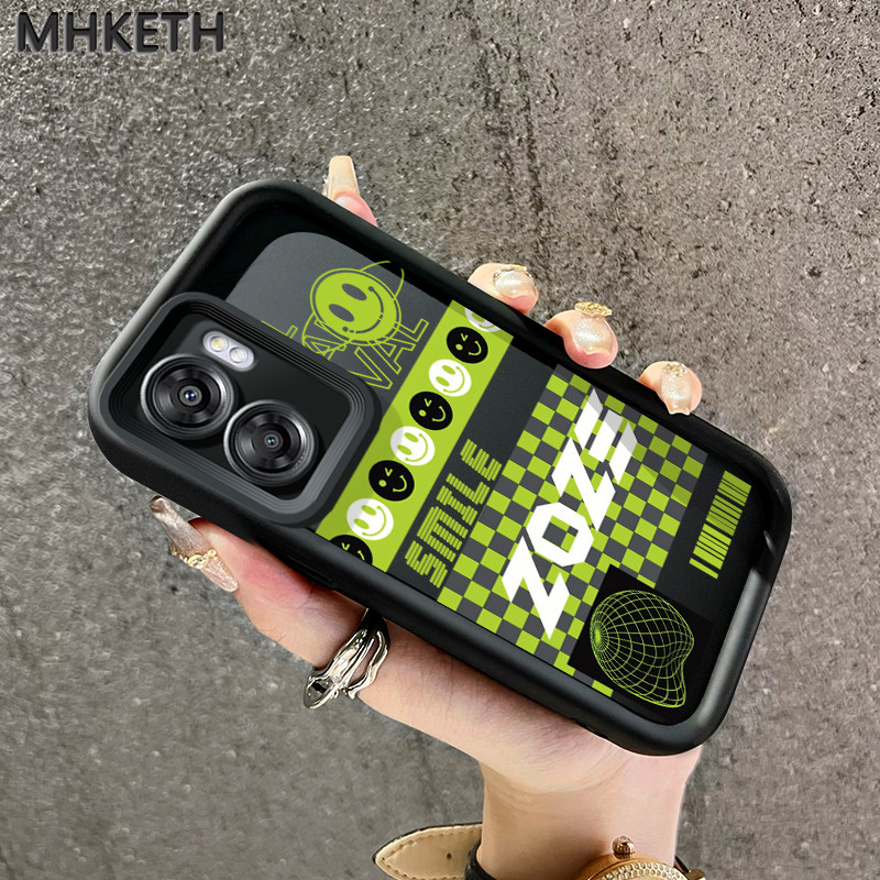 MHKETH เคสสำหรับ OPPO A57 2022 A77 A2022 A54 A55 A57s A57e A77s เคสโทรศัพท์แบรนด์อินเทรนด์ลายใบหน้ายิ้ม
