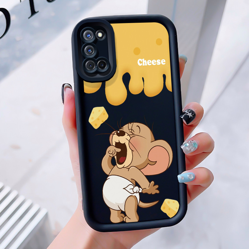 เคสสำหรับ OPPO A52 A72 A92 เคสโทรศัพท์แมวหนูสามสีซิลิโคนกันกระแทก