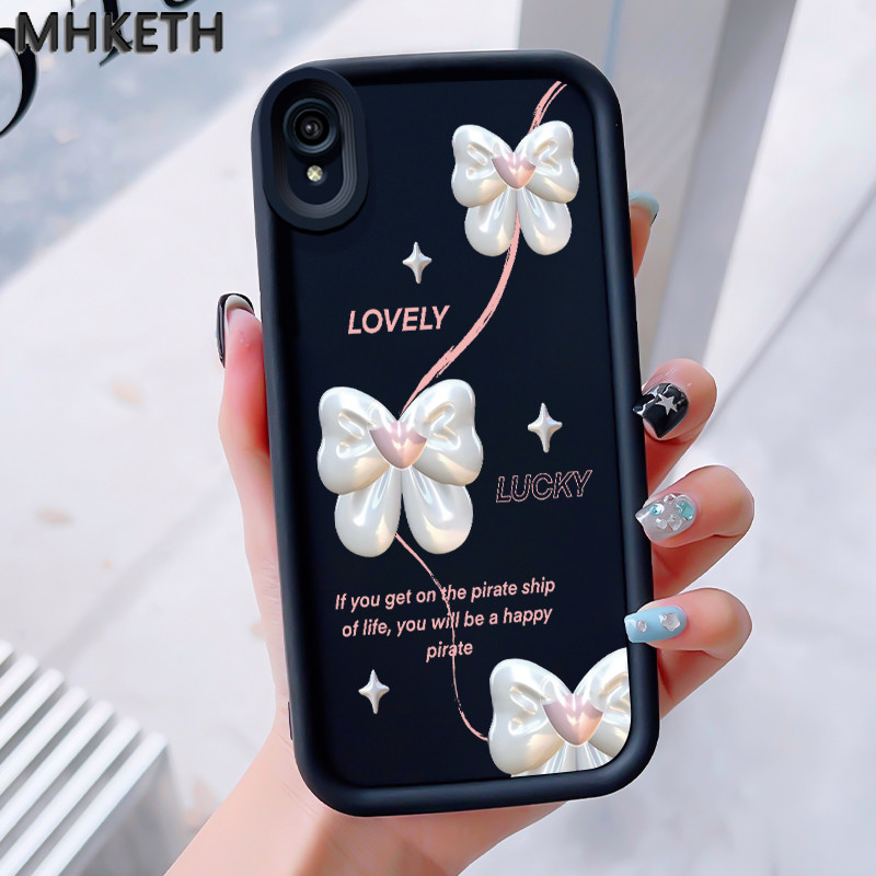 MHKEID เคสสำหรับ VIVO Y91C Y90 Y1s เคสใหม่เคสซิลิโคนติดโบว์ป้องกันโทรศัพท์ตก