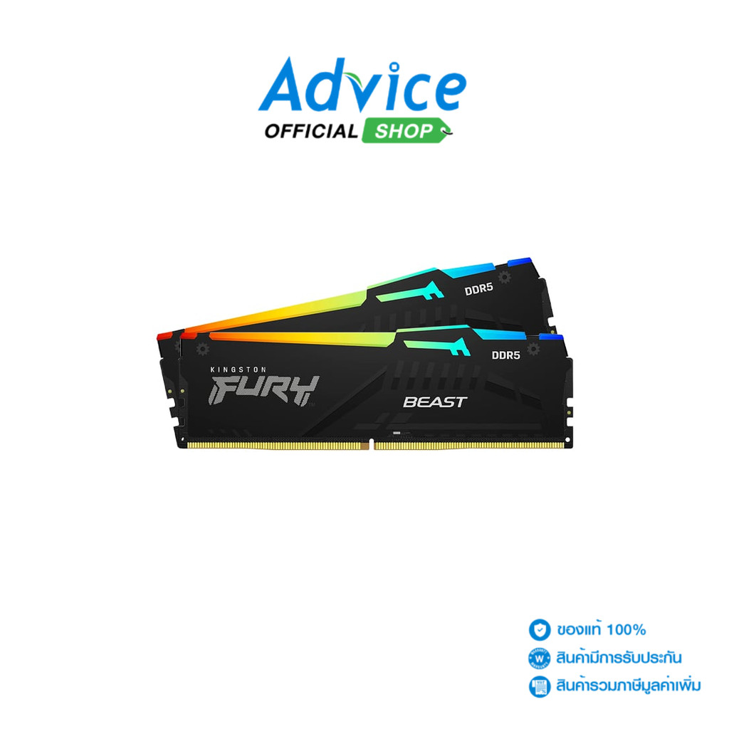 KINGSTON RAM DDR5(6000) 32GB (16GBX2) BEAST RGB BLACK (KF560C36BBE2AK2-32) - A01
