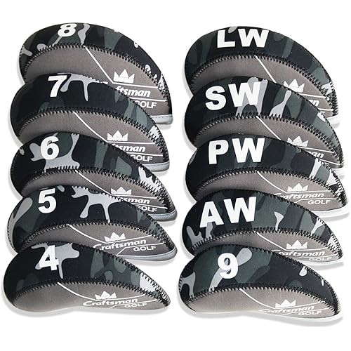 CRAFTSMAN Golf Iron Covers, Set of 10 4-9,PW,AW,SW,LW Club Head Men s Elastic Neoprene, Camouflage P