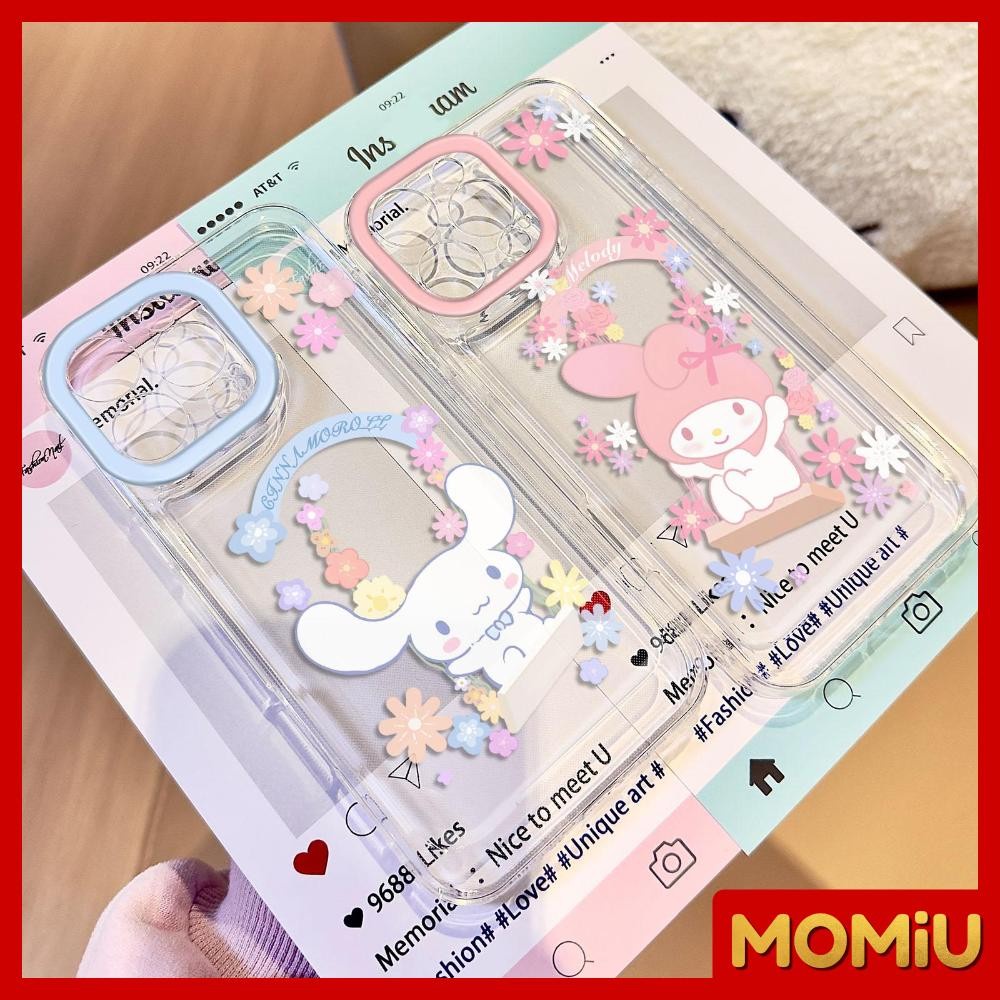 MOMiU – เข้ากันได้สำหรับ เคสไอโฟน11 เคส iphone 16 Pro Max 7Plus XR 12 13 14 15 เคสใส ลูกสุนัขดอกไม้น่ารัก ราคา ถูกที่สุด ดีลบีเคเค รูปภาพหลัก