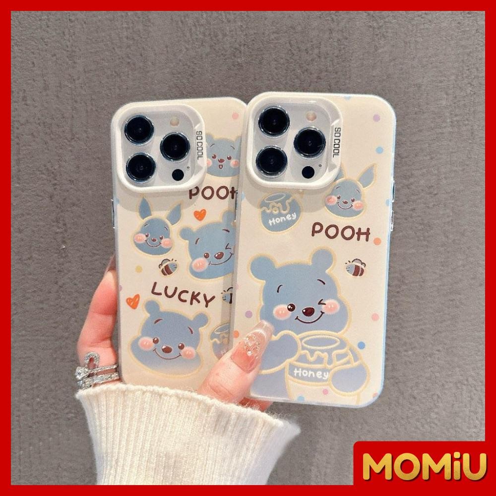 MOMiU - เคสเลเซอร์สุดหรู รองรับ iPhone 11 เคส iphone 16 Pro Max 7Plus XR 12 13 14 15 ผึ้งและหมีน่ารัก