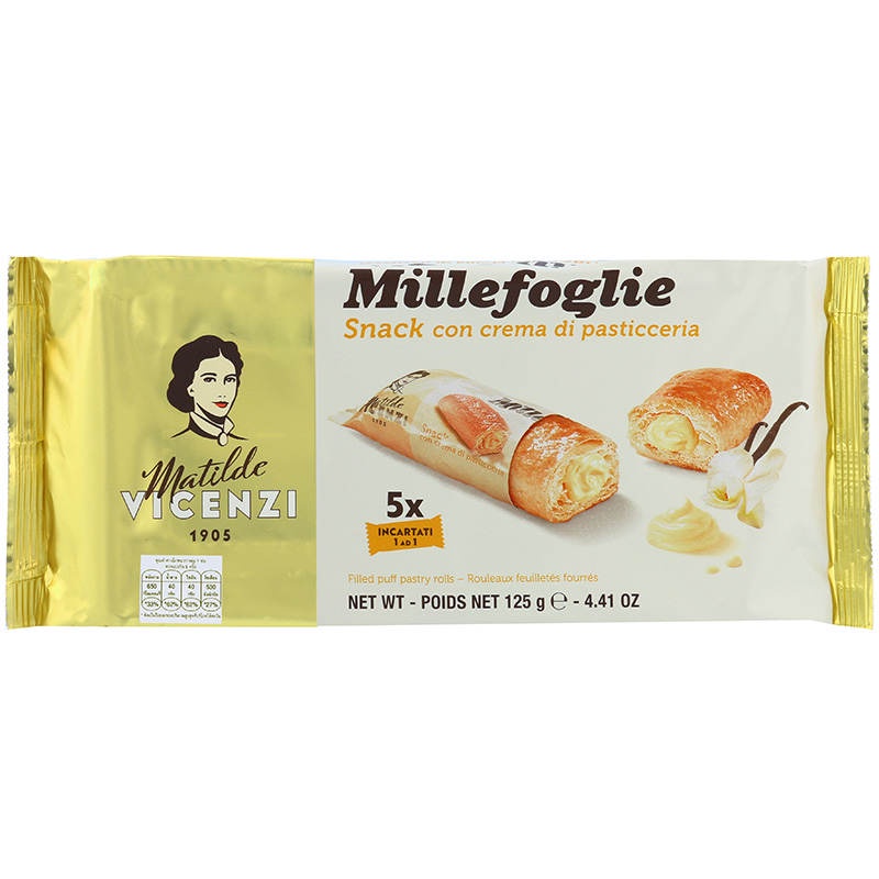 วิเซนซิพัฟฟ์สอดไส้ครีม 125กรัม Vicenzi Mini Snack Cream Puff 125g.