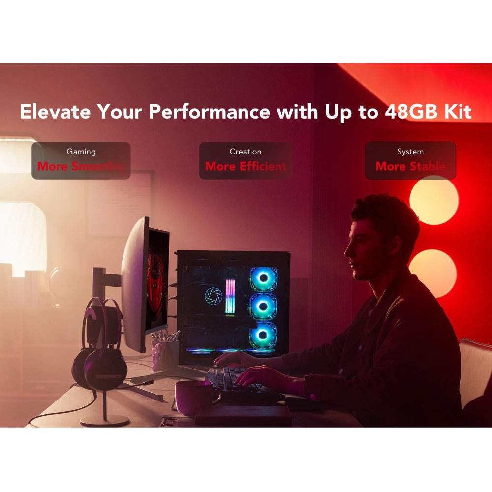 แรมพีซี LEXAR® ARES RGB 2ND GEN DDR5 32GB KIT 16GBX2 (LD5U16G80C38BR-RGD)_5