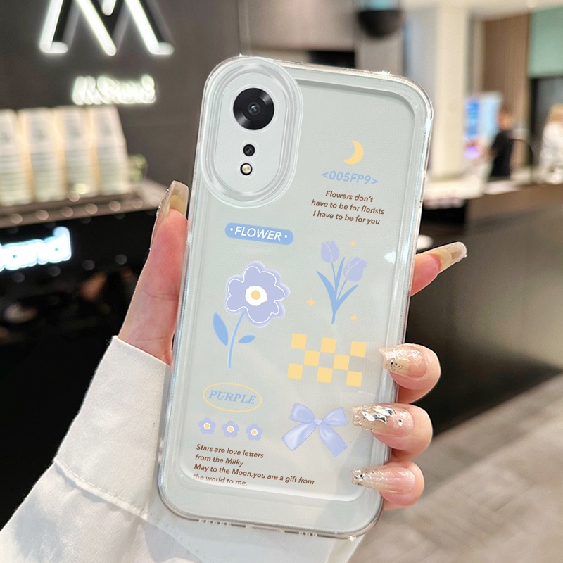 เคสสำหรับ OPPO A18 A38 A17 A17K A16 A16s A16K A16E A15 A15s A35 4G A54s เคสโทรศัพท์เชอร์รี่ดอกไม้