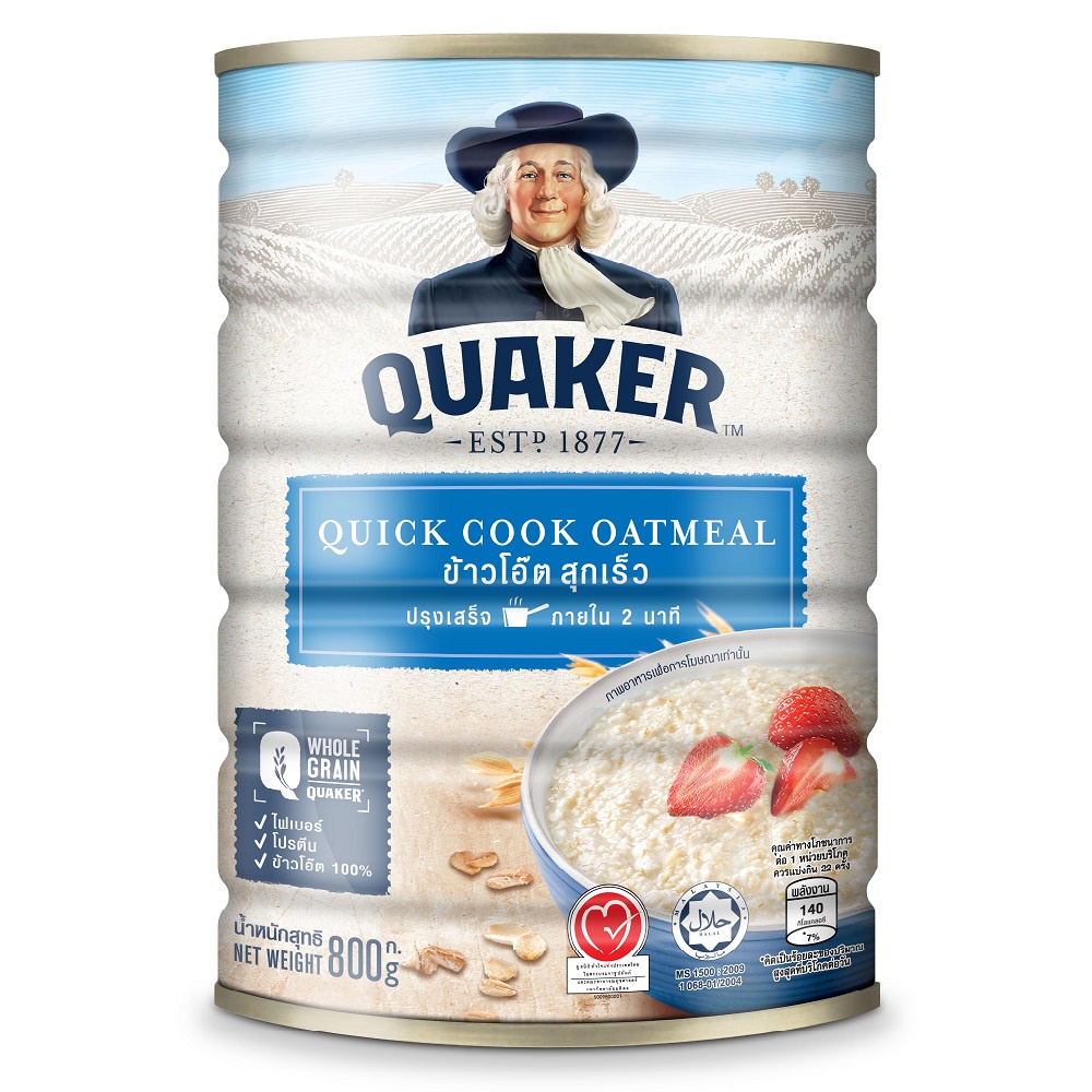 📢 เควกเกอร์ข้าวโอ๊ตไวท์ 800ก. 🌈 QUAKER OATMEAL WHITE OATS 800 G. 💦 ซีเรียล 🎐 Clicktodeli