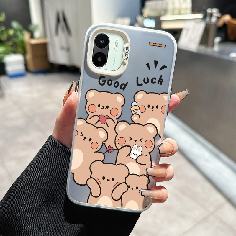 เคสสำหรับ Xiaomi Redmi A1 A2 เคสโทรศัพท์ใสลายหมีกระต่ายเคสแข็งป้องกัน