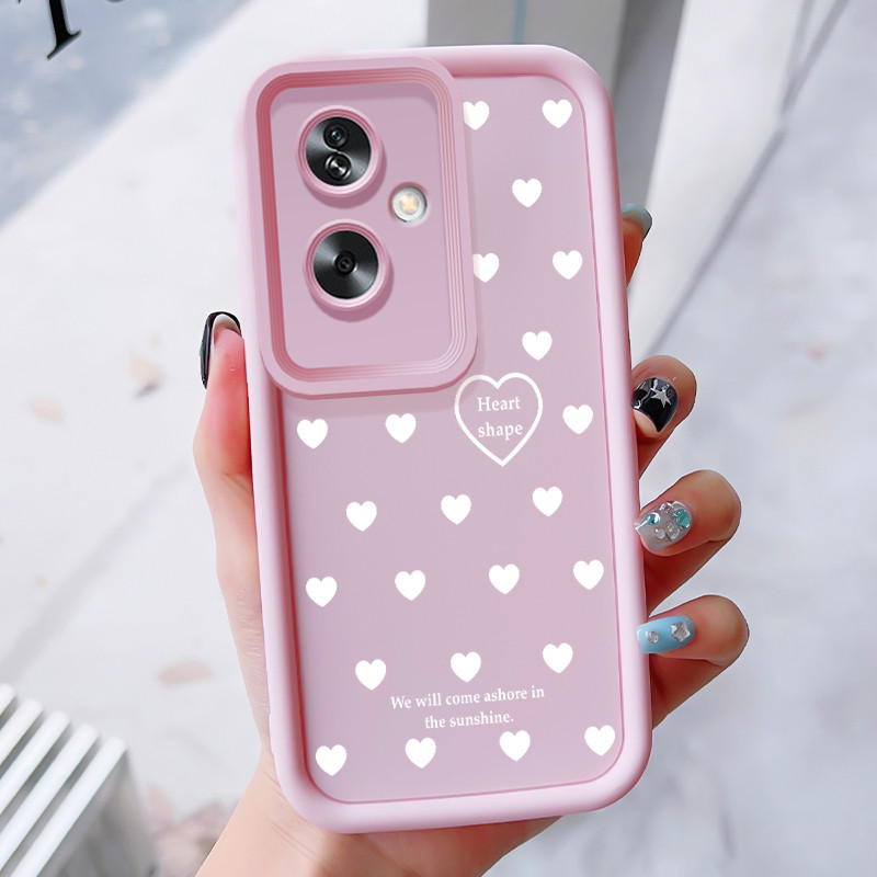 เคสสำหรับ OPPO A79 5G A2 5G เคสโทรศัพท์รูปหัวใจซิลิโคนสามสีกันกระแทก