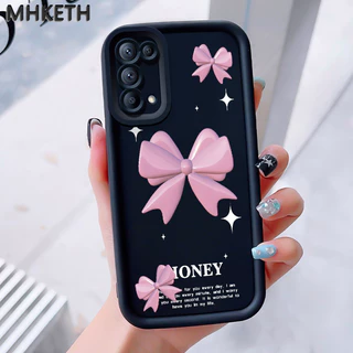 MHKEID เคสสำหรับ OPPO Reno 5 4G Reno 5 5G Reno 5K 5G เคสป้องกันโทรศัพท์ตกลายโบว์สีชมพู