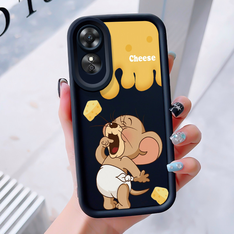 เคสสำหรับ OPPO A17 A17K เคสโทรศัพท์แมวหนูสามสีซิลิโคนกันกระแทก – โปรปัง