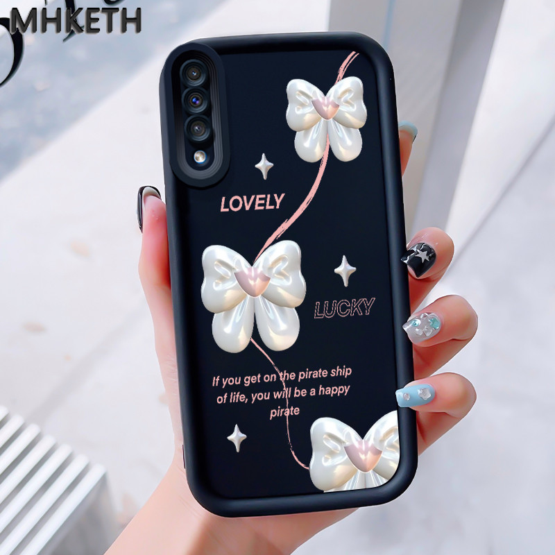 MHKEID เคสสำหรับ Samsung Galaxy A50 A50s A30s เคสใหม่เคสซิลิโคนติดโบว์ป้องกันโทรศัพท์ตก