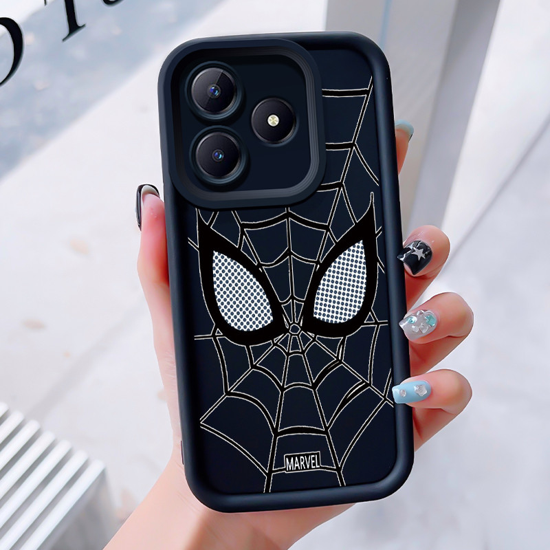 เคสสำหรับ Realme C63 C61 Narzo N63 N61 Note 60 Note 60X เคสโทรศัพท์แมงมุมเว็บสามสีซิลิโคนกันกระแทก