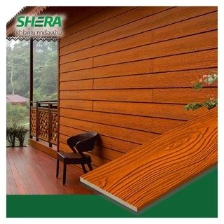 SHERA ไม้ฝา ลายสักขอบตรง 15X300X0.8 ซม. สีสักทรายทอง จัดส่งโดย HomePro