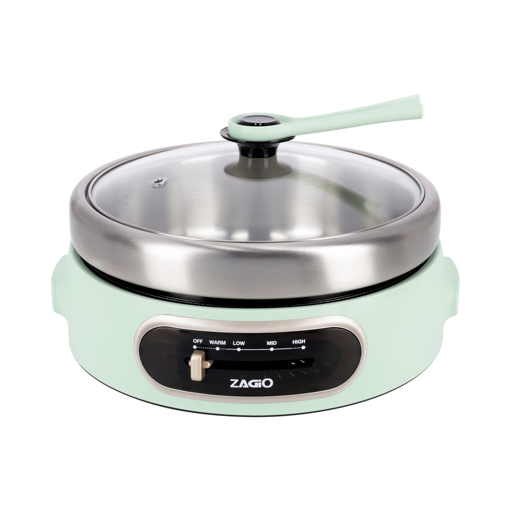 หม้อไฟฟ้าอเนกประสงค์ 4 ลิตร 1,300 วัตต์ ZAGIO รุ่น ZG-1459 สีเขียว