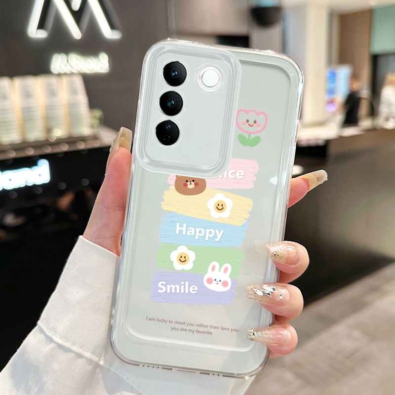เคสสำหรับ VIVO V29 5G V29 Pro 5G V27 5G V27 Pro 5G เคสโทรศัพท์ดอกไม้หมีกระต่าย
